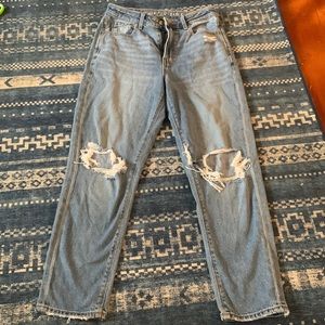 Distressed mom jeans